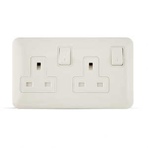 13a 2gang almas socket white color