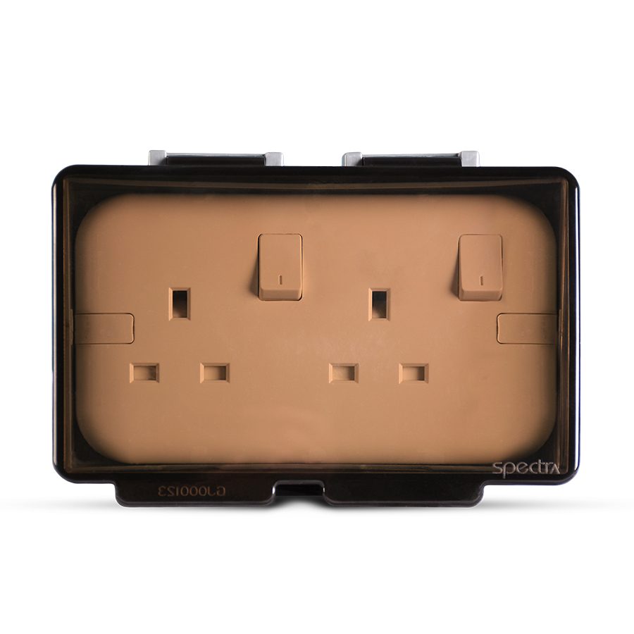 Weatherproof-2Gang-Socket-enclosure,-Flush-mounted